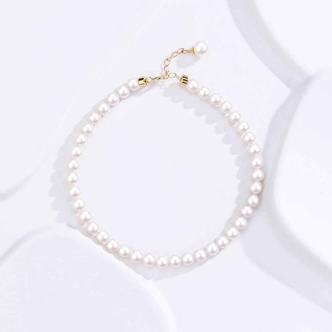 Delicate White Freshwater Pearl Gold Bracelet