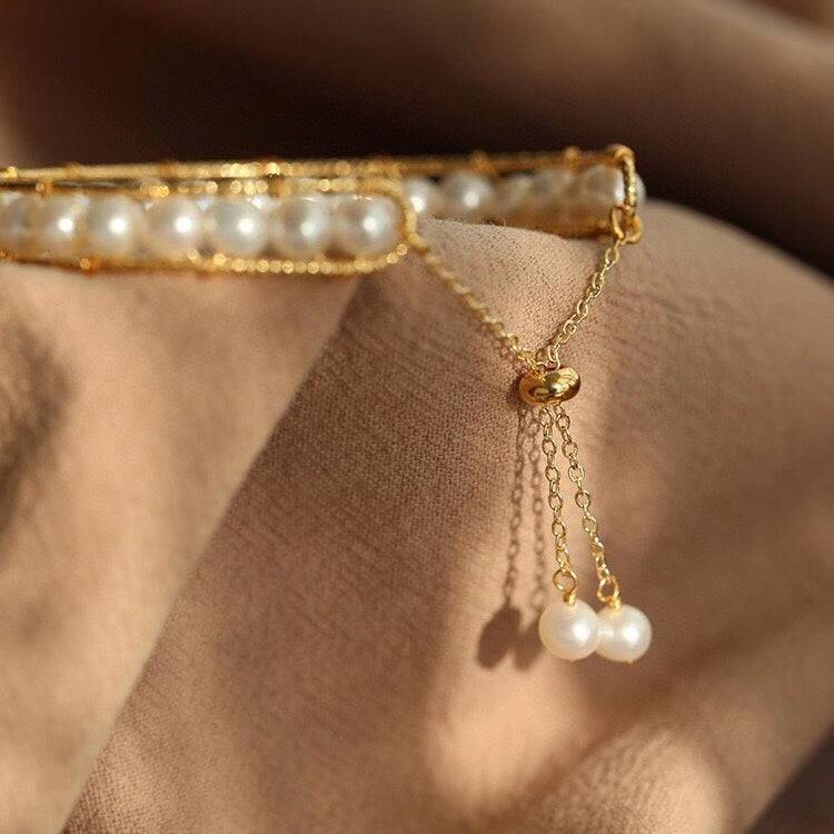 Bolo Pearl Bracelet in 14K Yellow Gold