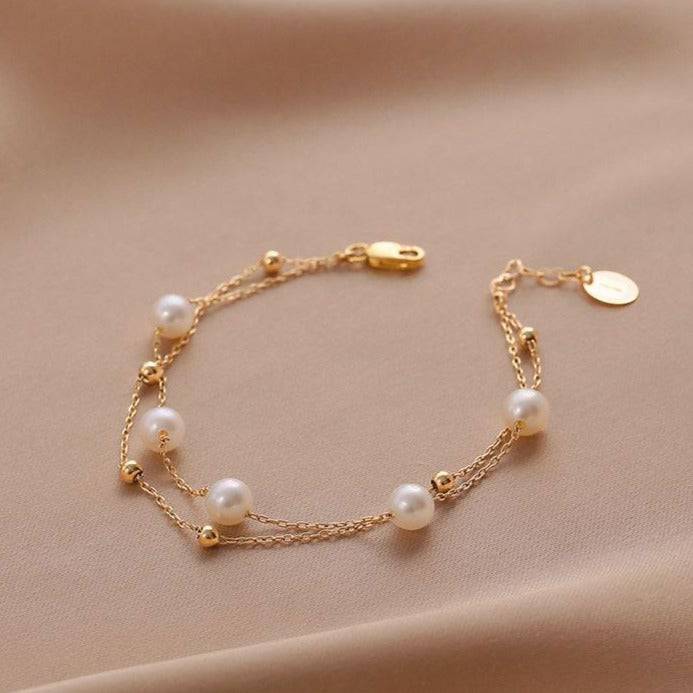 Layered Bracelet with Freshwater Pearls