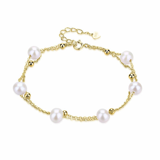 Layered Bracelet with Freshwater Pearls