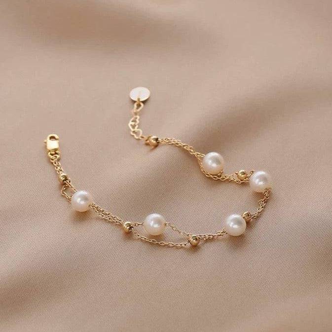 Layered Bracelet with Freshwater Pearls