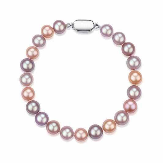 Multicolor Freshwater Pearl Silver Bracelet 6-9mm