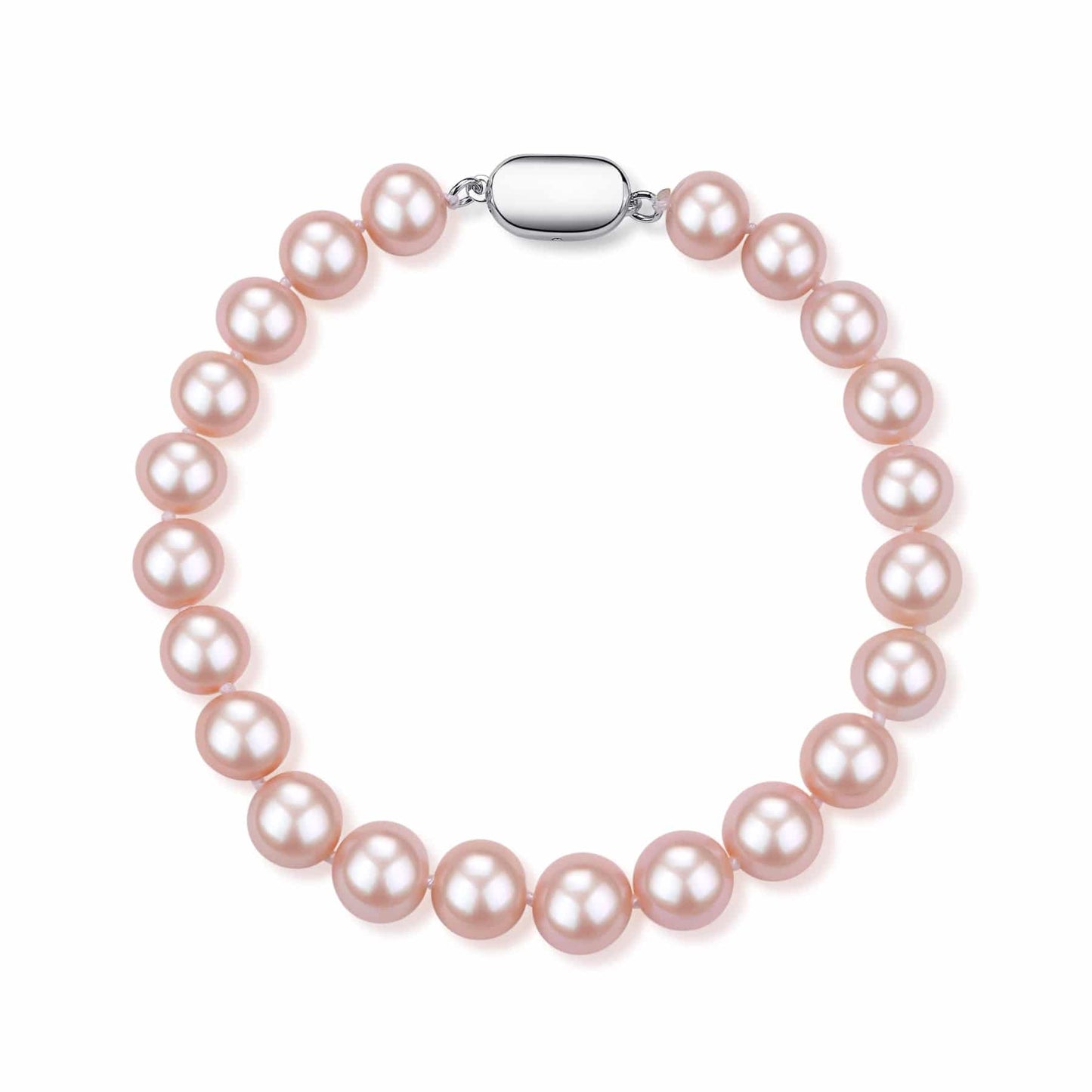 Pink Freshwater Pearl Bracelet in Silver 6-9mm