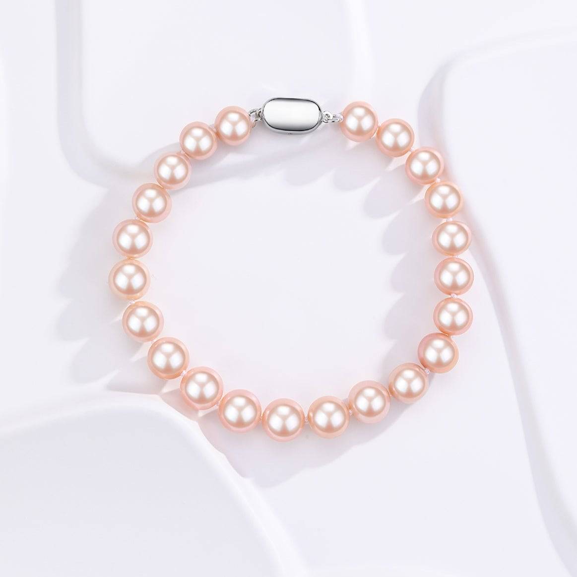 Pink Freshwater Pearl Bracelet in Silver 6-9mm