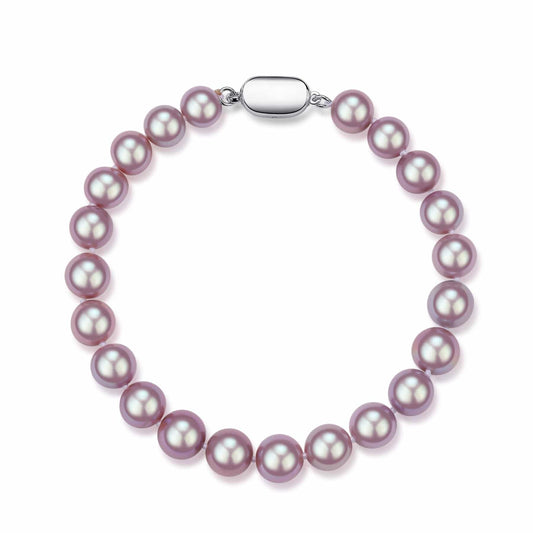 Purple Freshwater Pearl Bracelet with Silver Accents