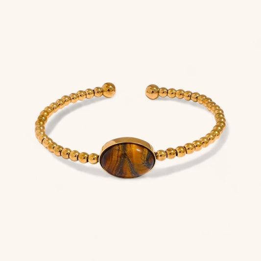 Natural Tiger Stone Cuff Bracelet for Stylish Looks