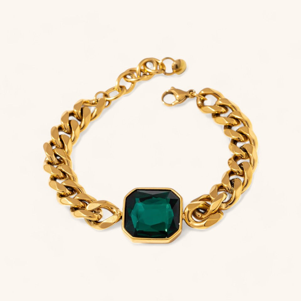 Elegant Green Crystal Bangle for Women