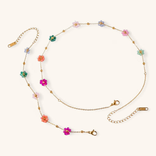 Vibrant Flower Chain Jewelry Set