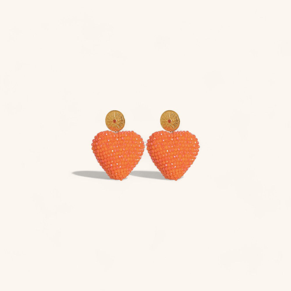 Vibrant Heart Drop Earrings in Colorful Design