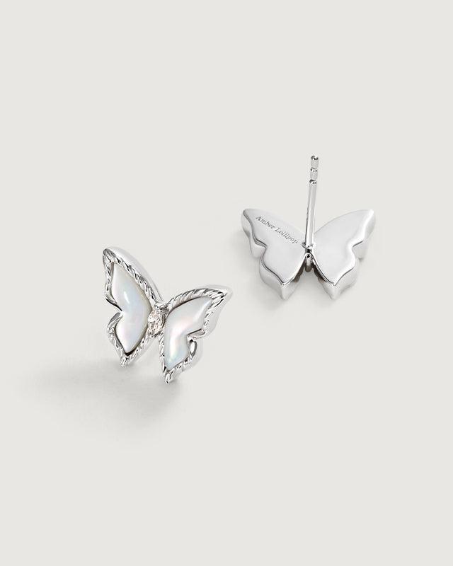 Moonlit Butterfly Flutter Earrings in Silver