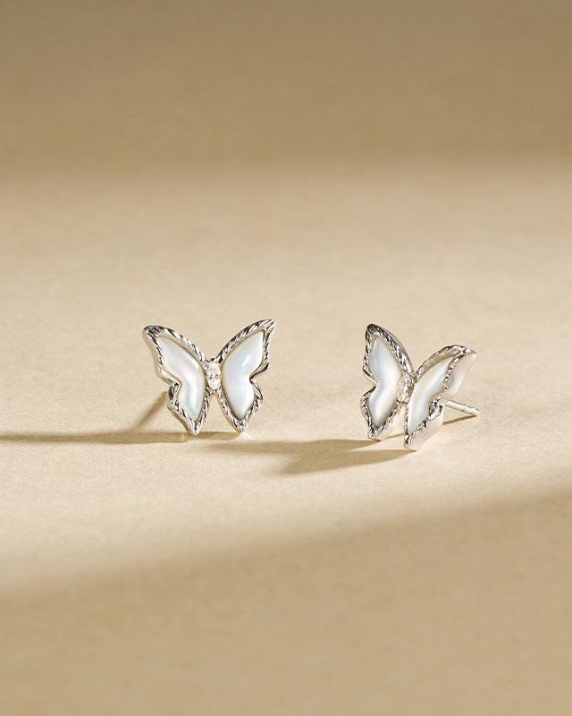 Moonlit Butterfly Flutter Earrings in Silver