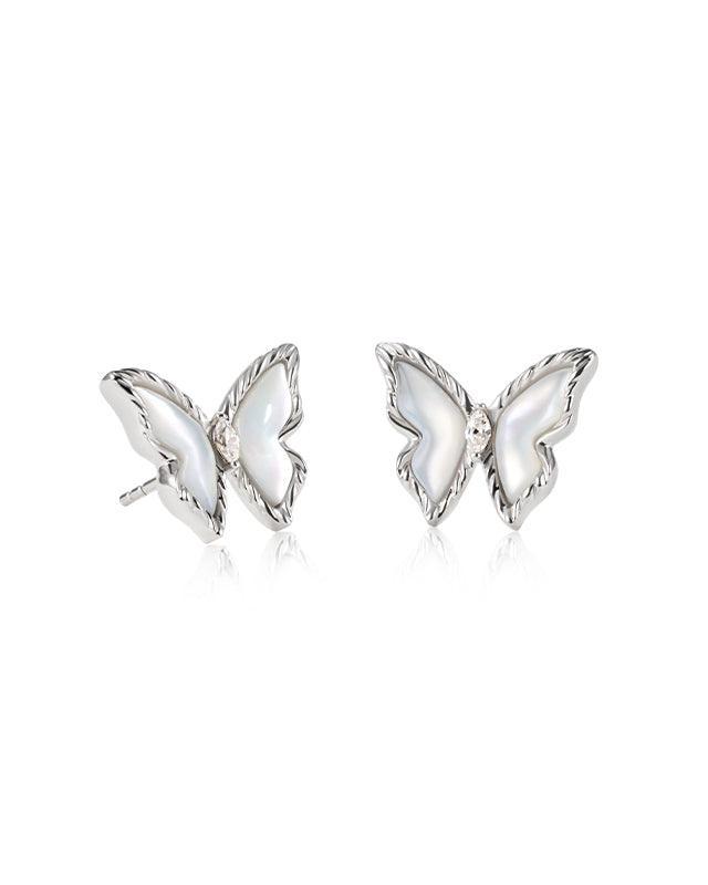 Moonlit Butterfly Flutter Earrings in Silver