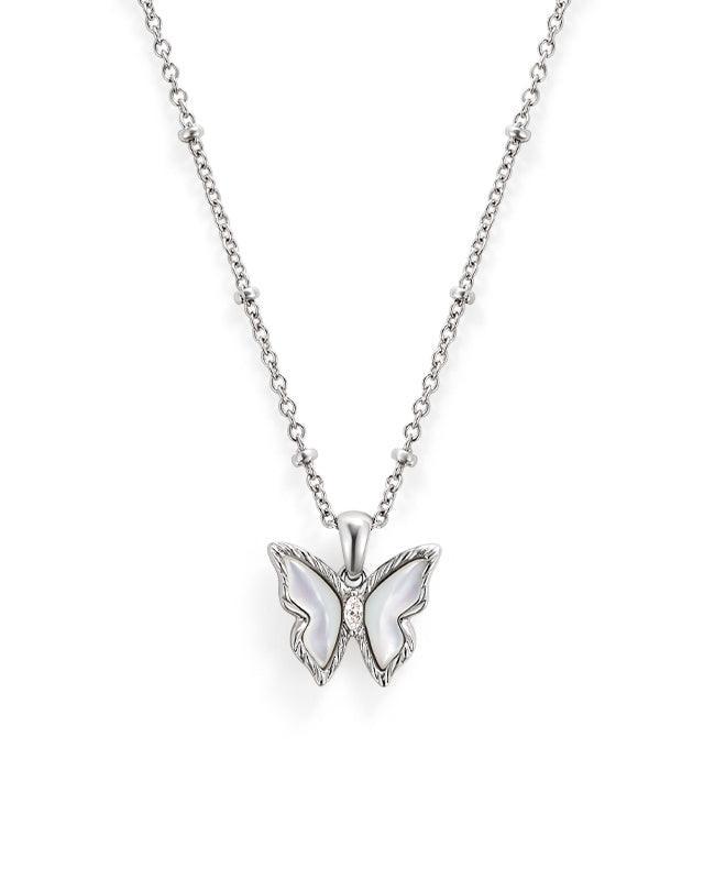 Moonlit Butterfly Flutter Necklace in Silver