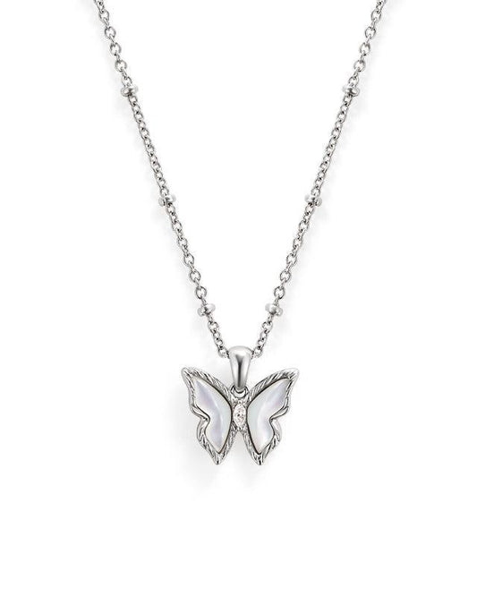 Moonlit Butterfly Flutter Necklace in Silver