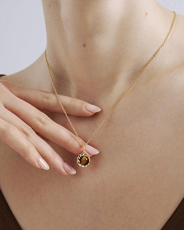 Tigerite Necklace in Caramel Coffee Color