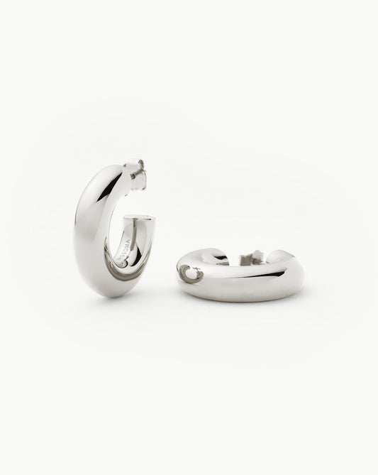 Sterling Silver Chubby Medium Hoop Earrings