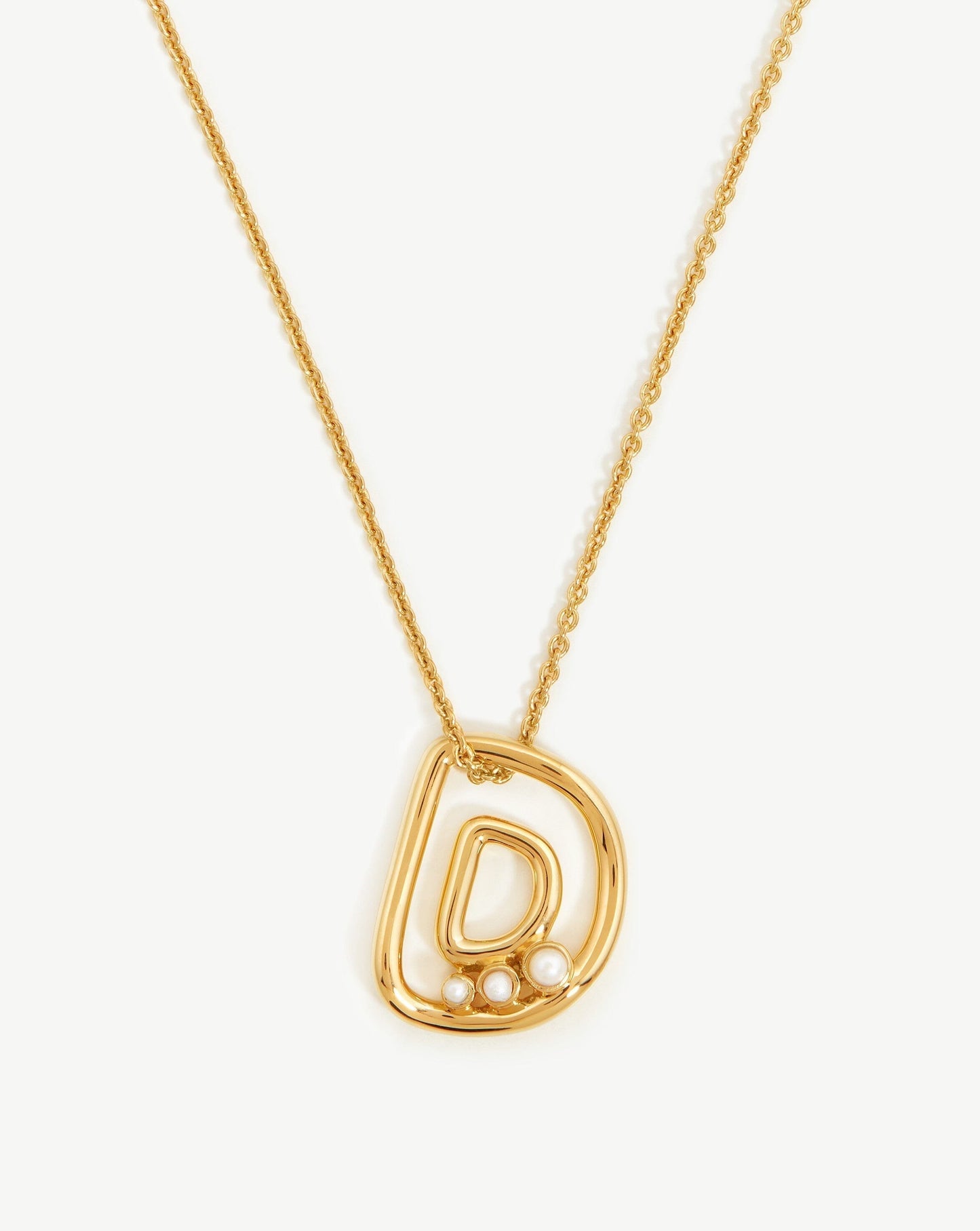 Chubby Pearl Initial Pendant Necklace in Gold Vermeil 3