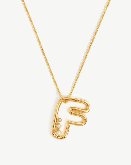 Chubby Pearl Initial Pendant Necklace in Gold Vermeil 2