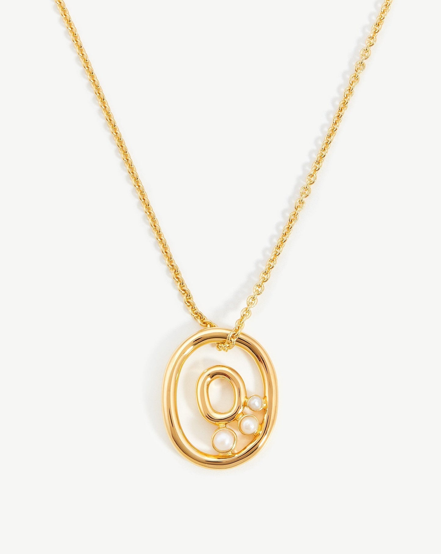 Chubby Pearl Initial Pendant Necklace in Gold Vermeil 1