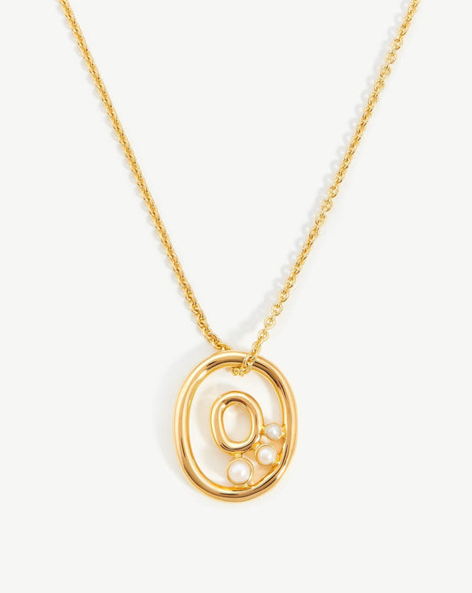 Chubby Pearl Initial Pendant Necklace in Gold Vermeil 1