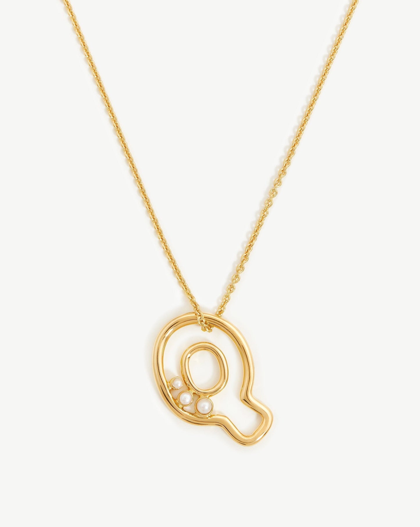 Chubby Pearl Initial Pendant Necklace in Gold Vermeil 4