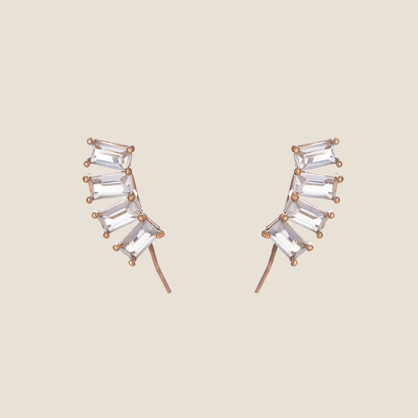 Elegant Crystal Baguette Ear Climbers in Silver