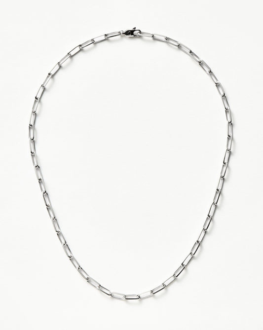 Silver Plated Classic Mini Paperclip Chain Necklace