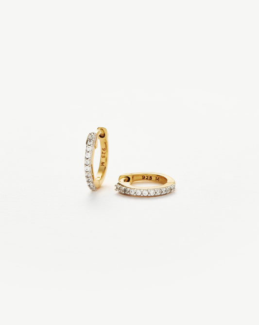 Classic Pave Huggie Earrings in 18k Gold Vermeil