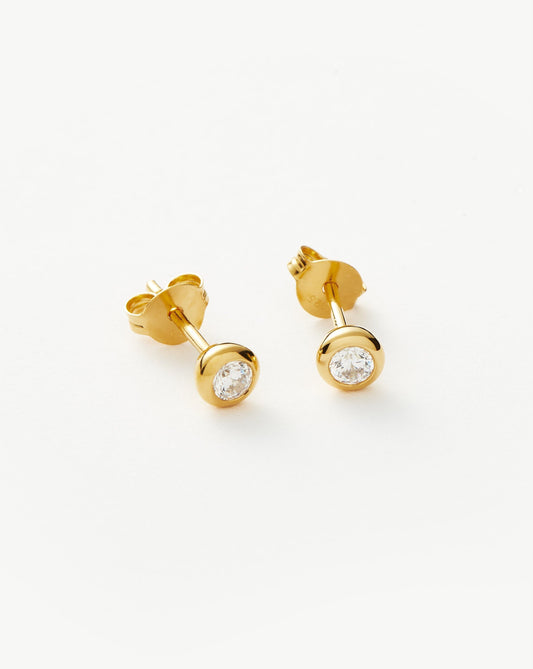 Classic Stone Stud Earrings in 18k Gold Vermeil