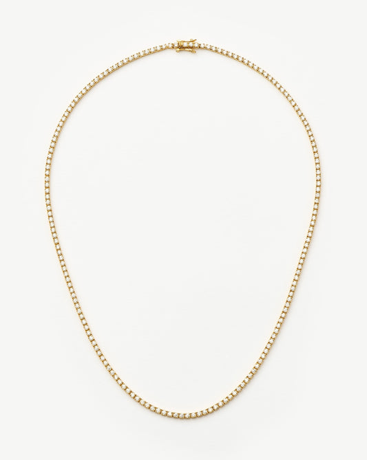 18k Gold Vermeil Classic Tennis Necklace with Cubic Zirconia