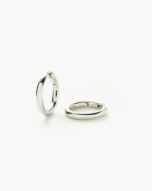 Silver Plated Classic Tunnel Small Hoop Earrings