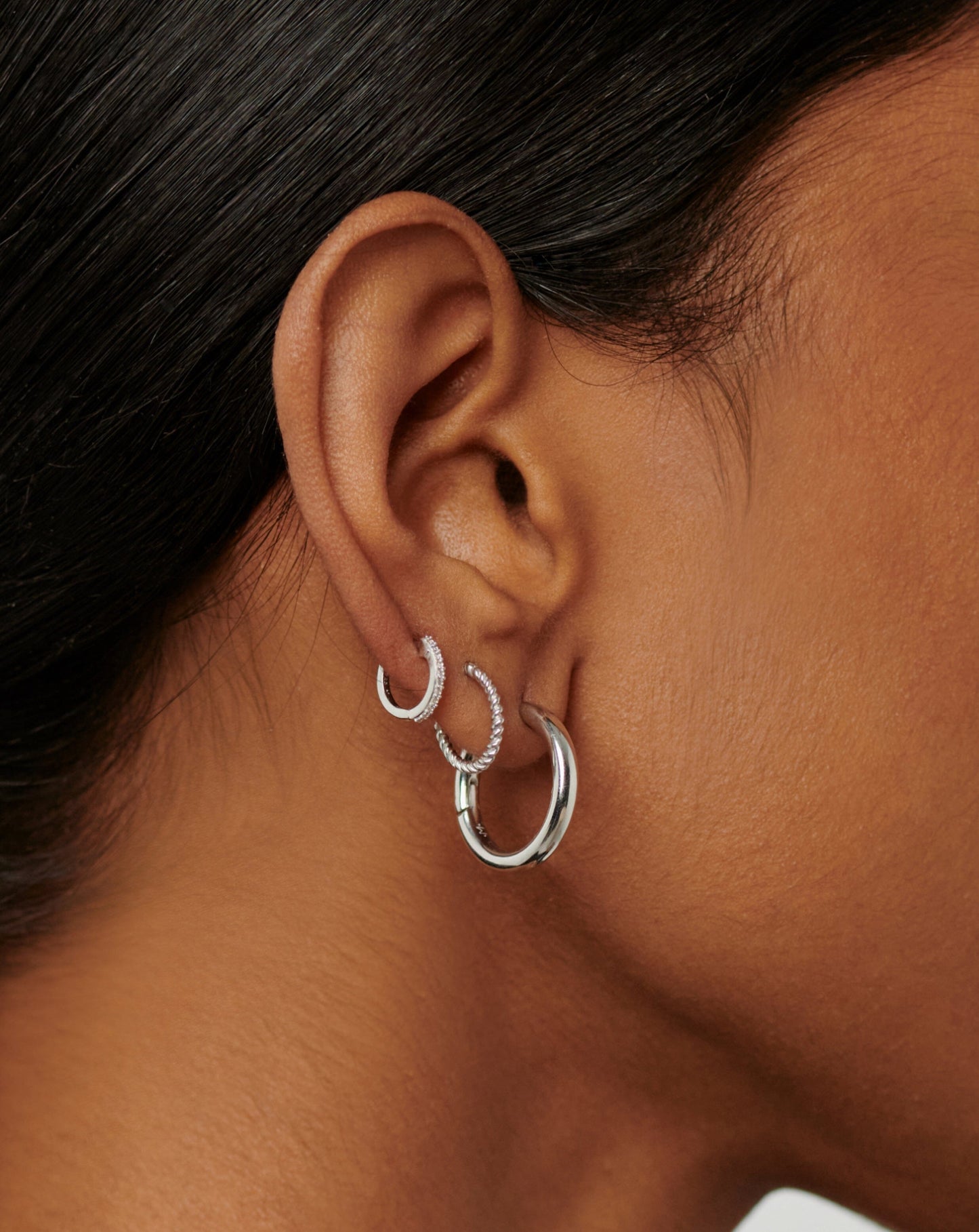 Silver Plated Classic Tunnel Small Hoop Earrings