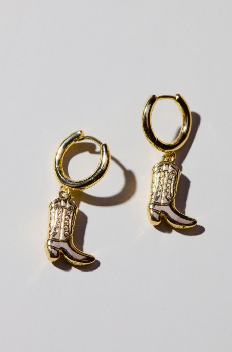 Cowgirl Boot Style Huggie Earrings