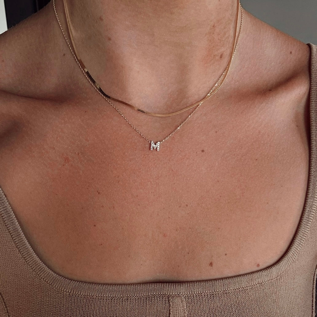 Diamond Initial Necklace in 14k Gold