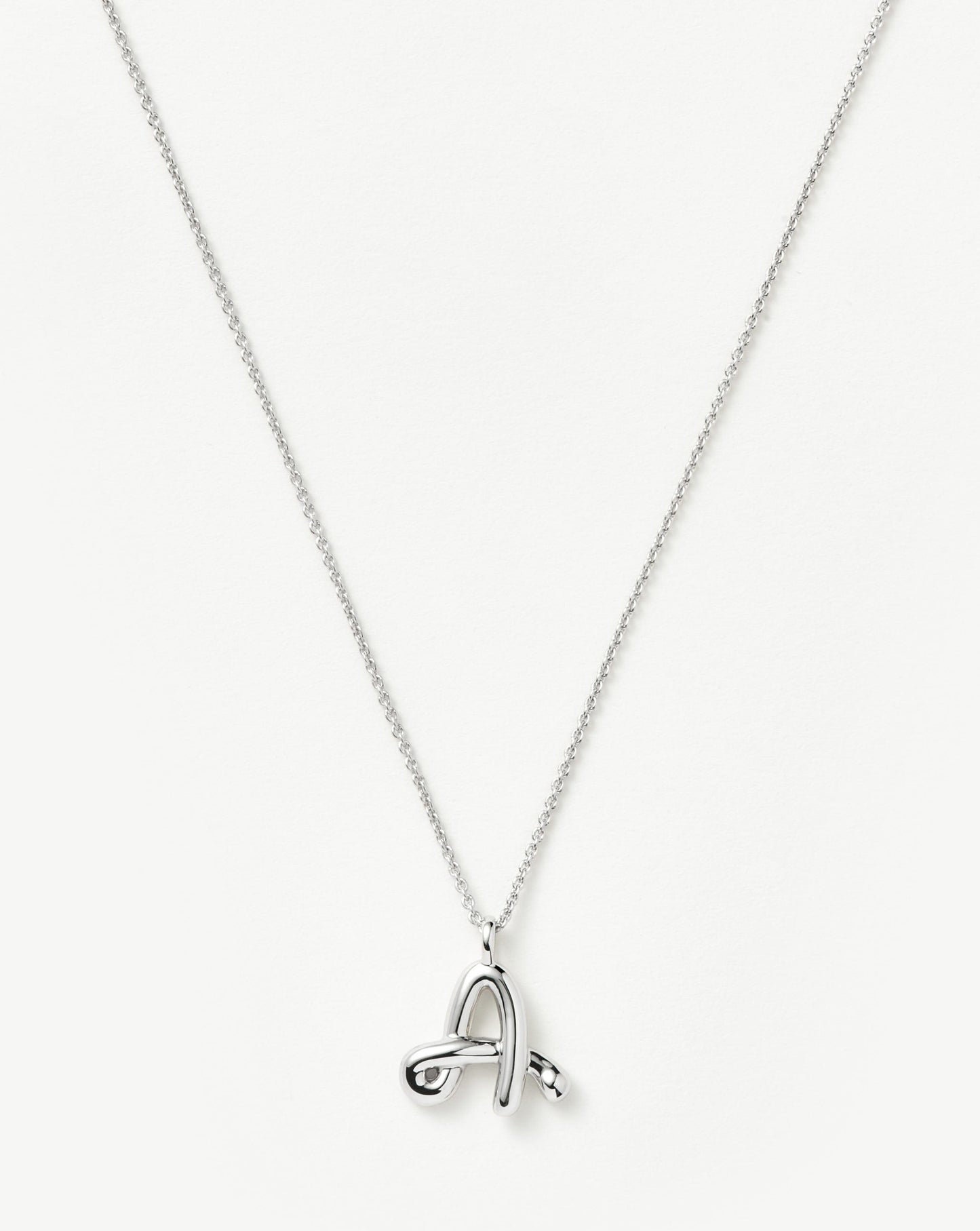 Curly Molten Initial Pendant Necklace in Sterling Silver 1