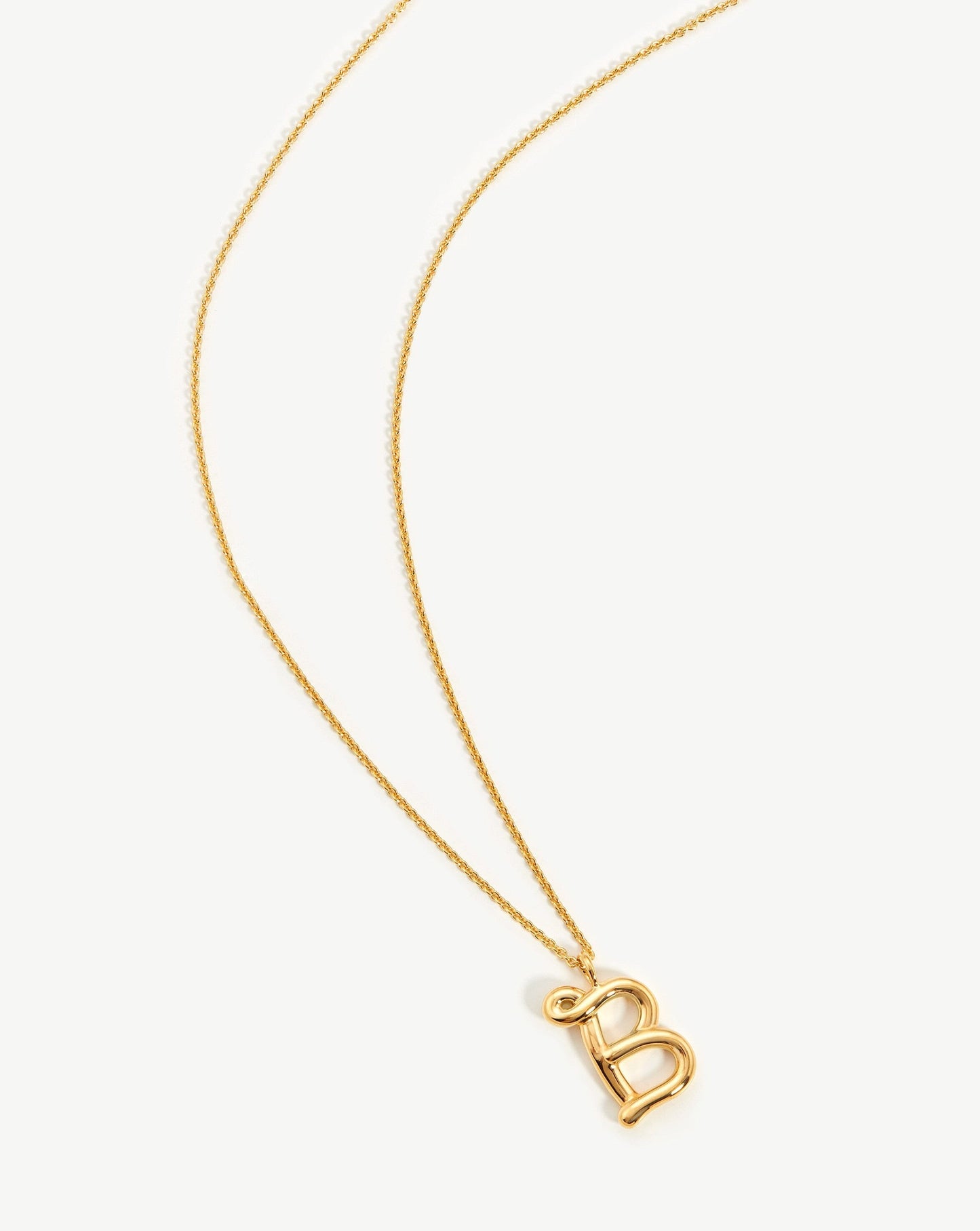 Curly Molten Initial Pendant Necklace in Gold Vermeil 5