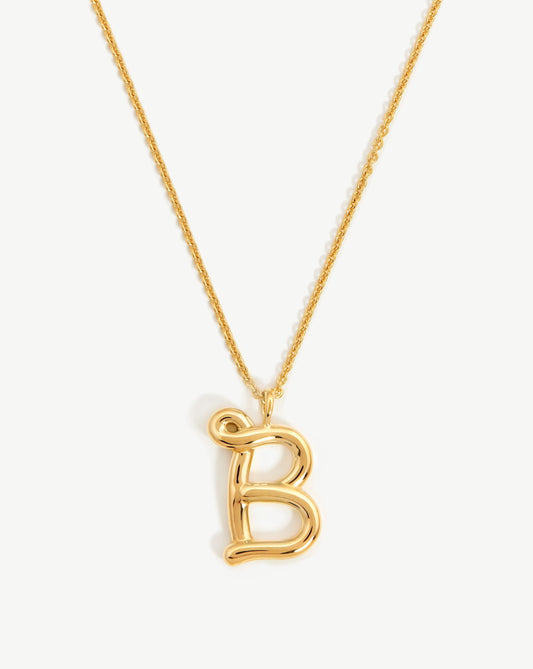 Curly Molten Initial Pendant Necklace in Gold Vermeil 5