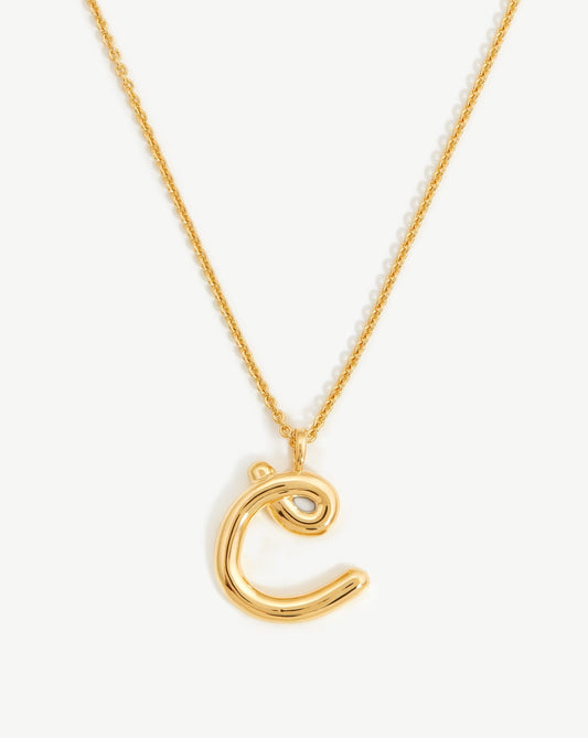 Curly Initial Pendant Necklace in 18k Gold Vermeil 4