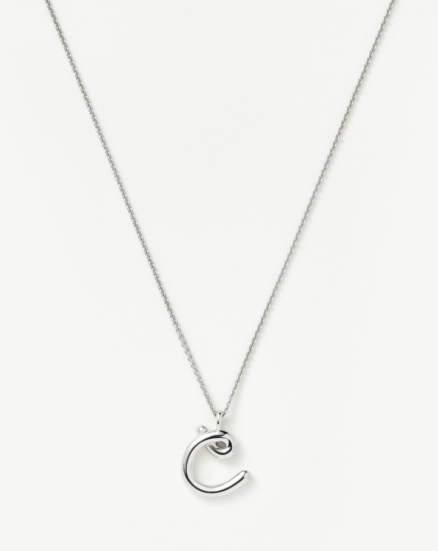 Curly Initial Pendant Necklace in Sterling Silver 1