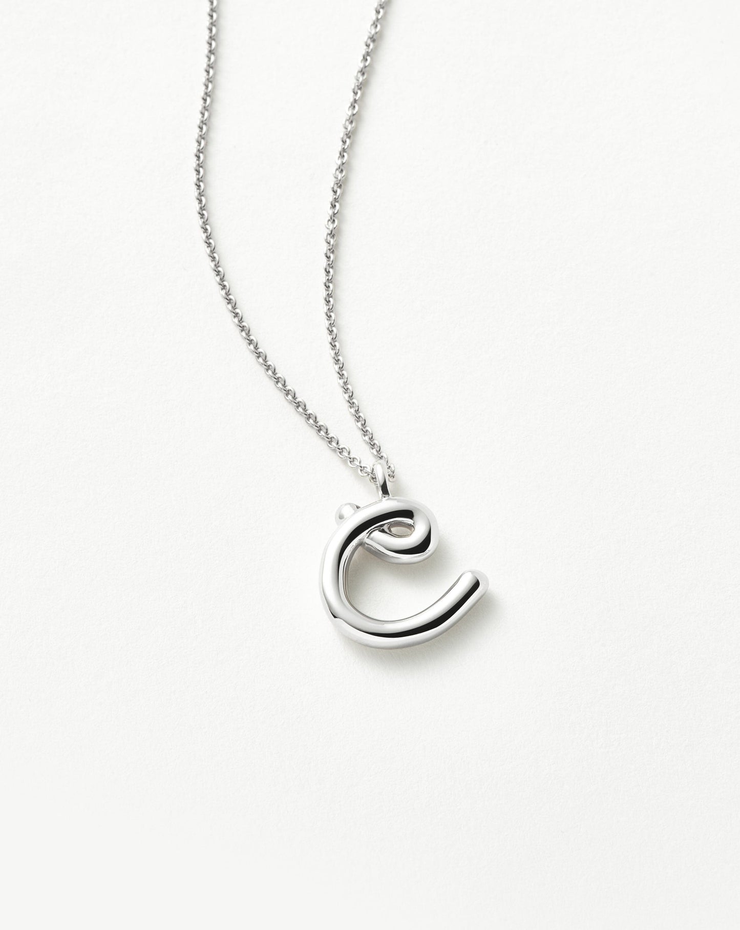 Curly Initial Pendant Necklace in Sterling Silver 1