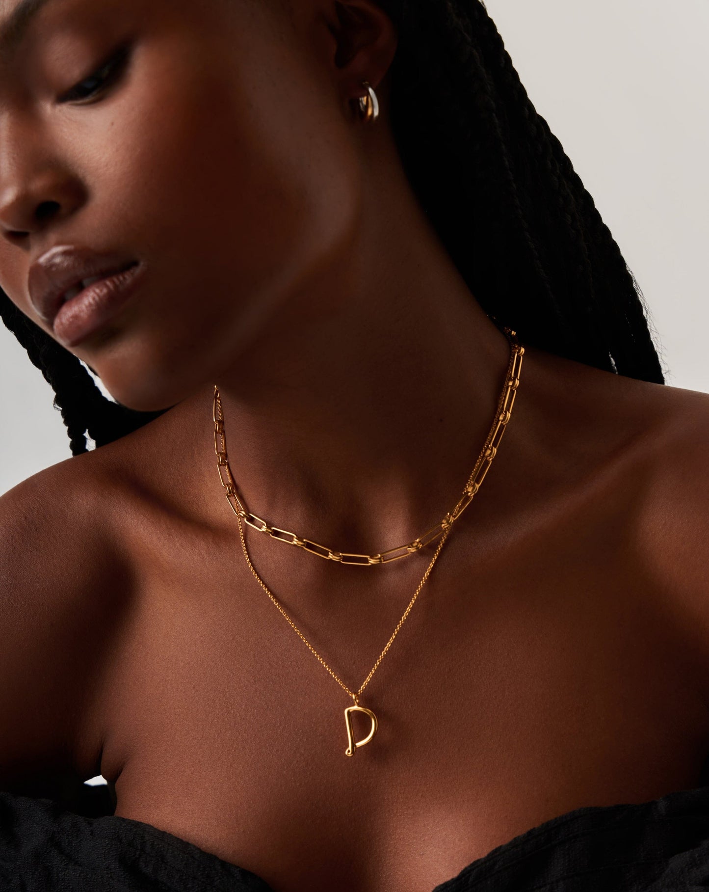 Curly Initial D Pendant Necklace in Gold Vermeil