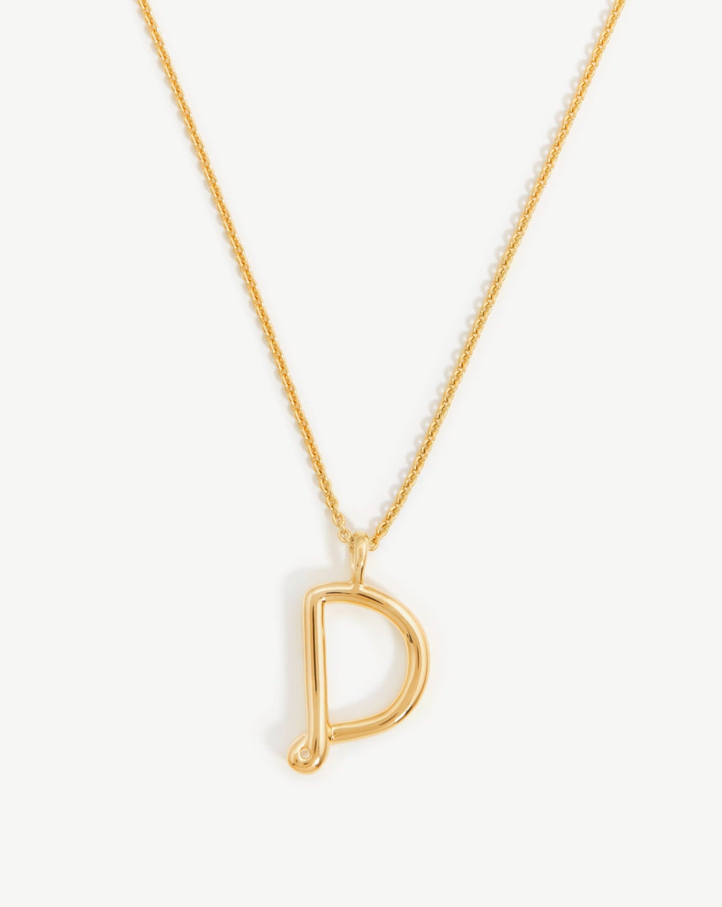 Curly Initial D Pendant Necklace in Gold Vermeil