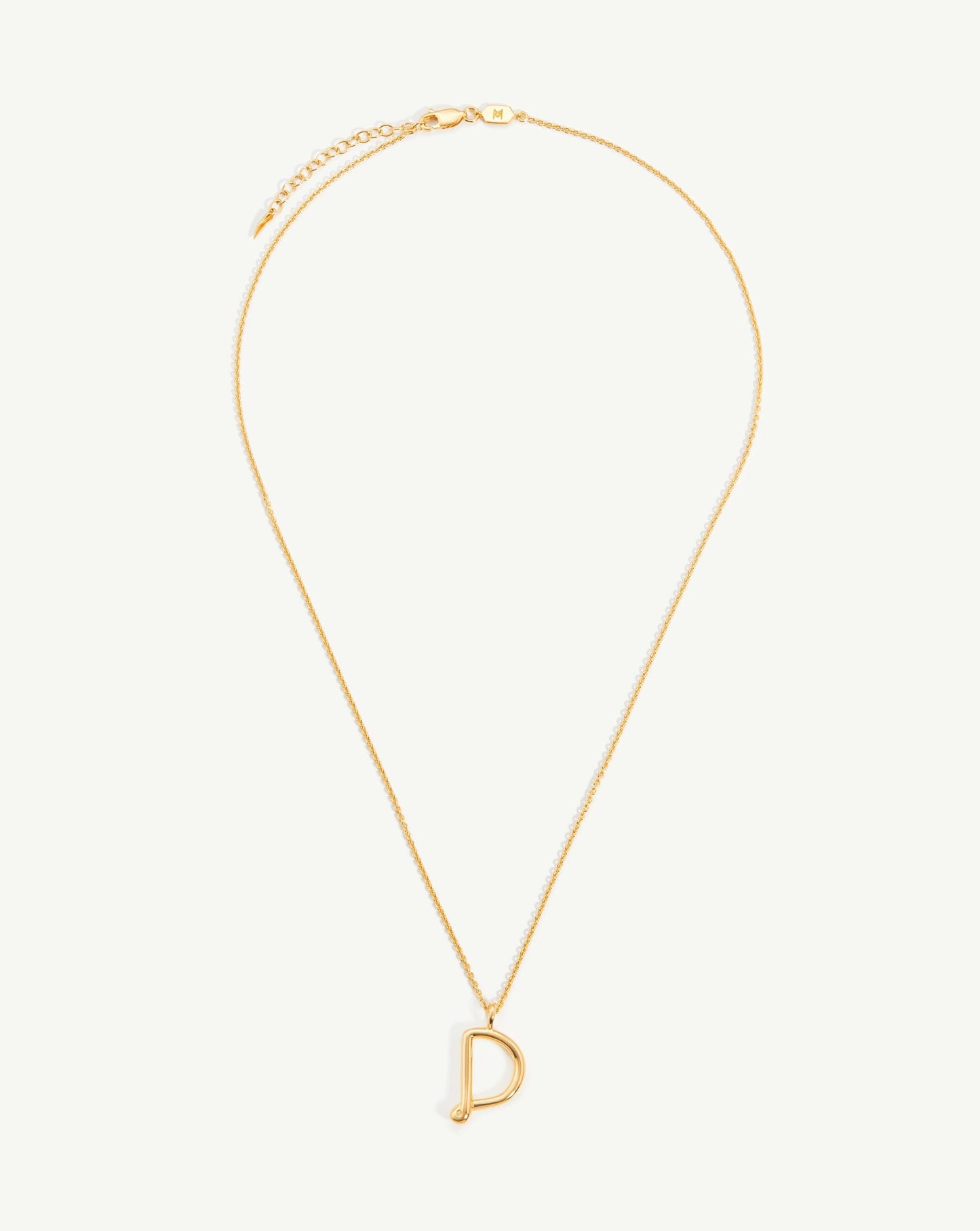 Curly Initial D Pendant Necklace in Gold Vermeil