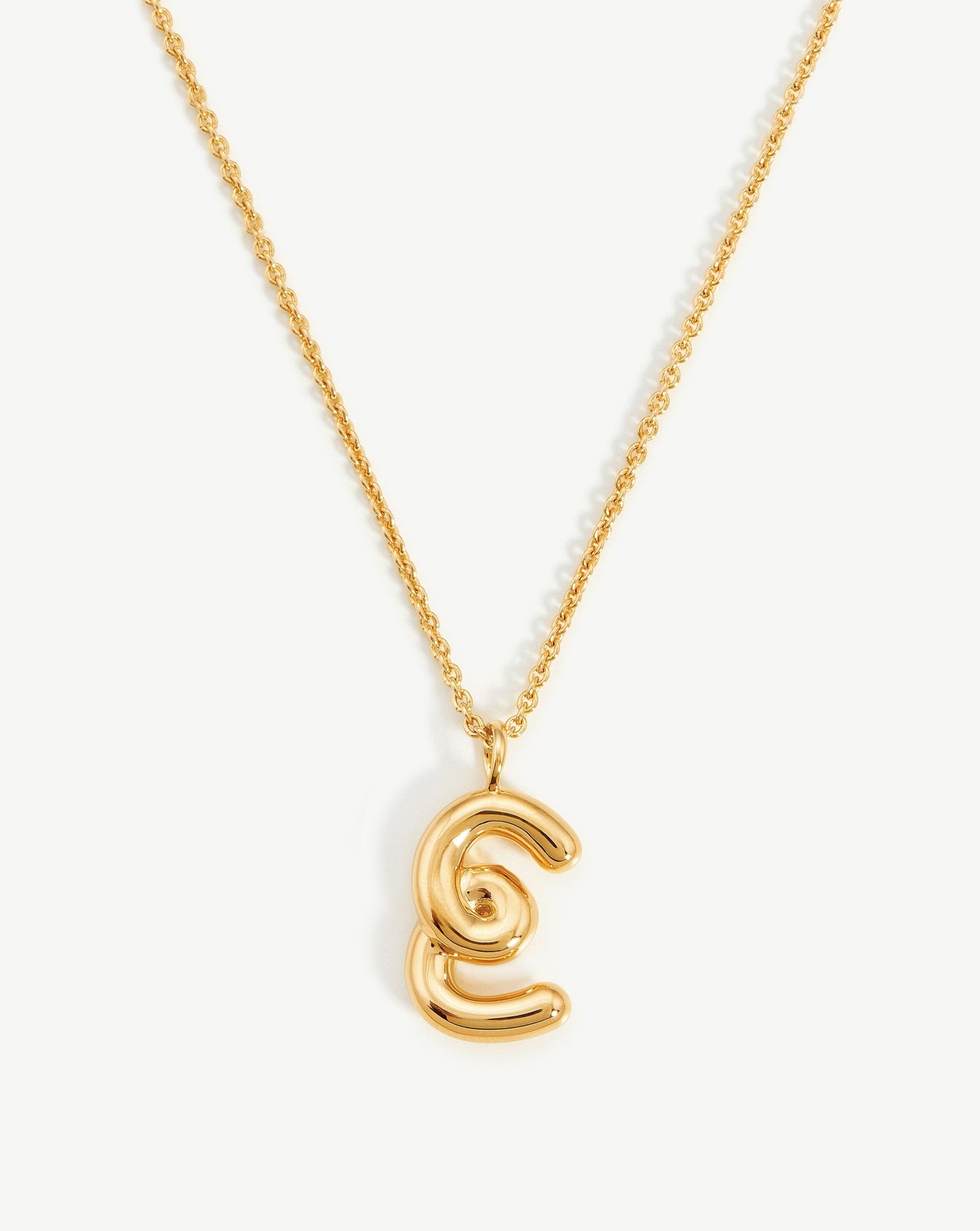 Curly Molten Initial Pendant Necklace in Gold Vermeil 3