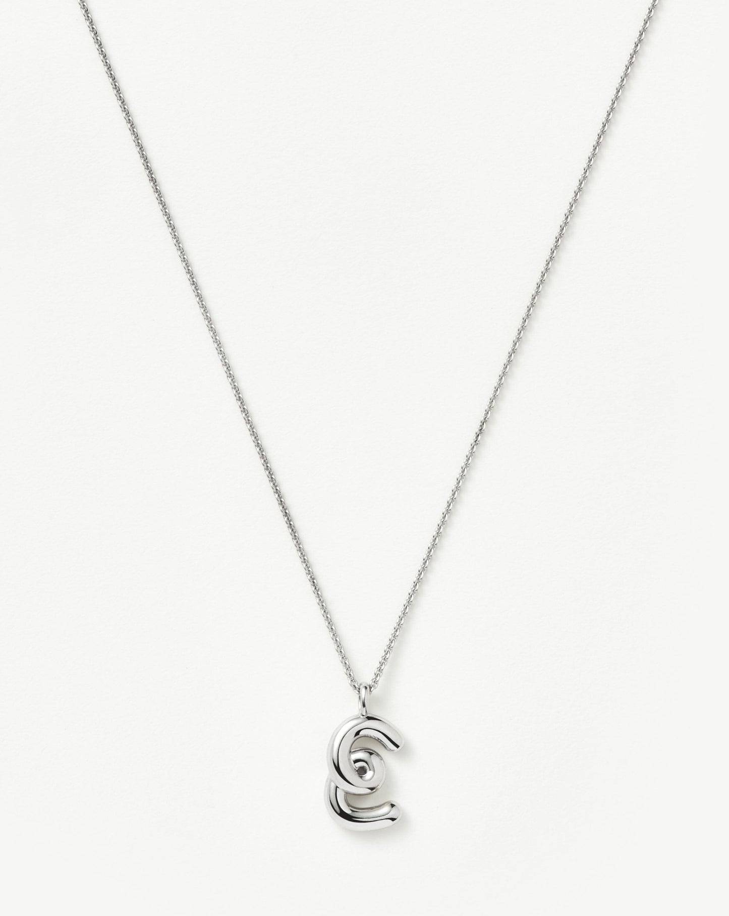 Curly Molten Initial Pendant Necklace in Sterling Silver 6