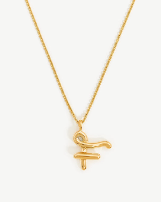 Curly Molten Initial Pendant Necklace in Gold Vermeil 11