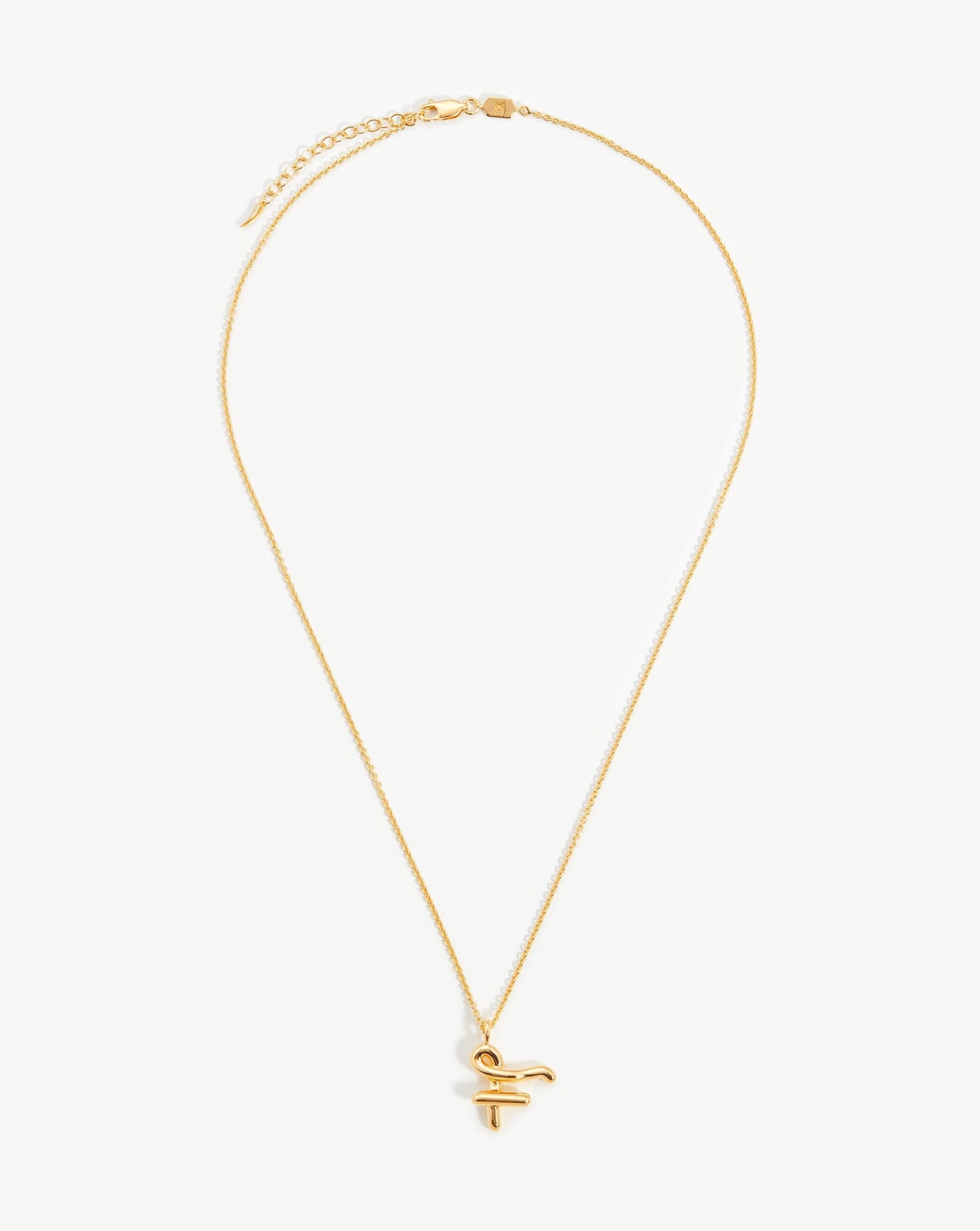 Curly Molten Initial Pendant Necklace in Gold Vermeil 11