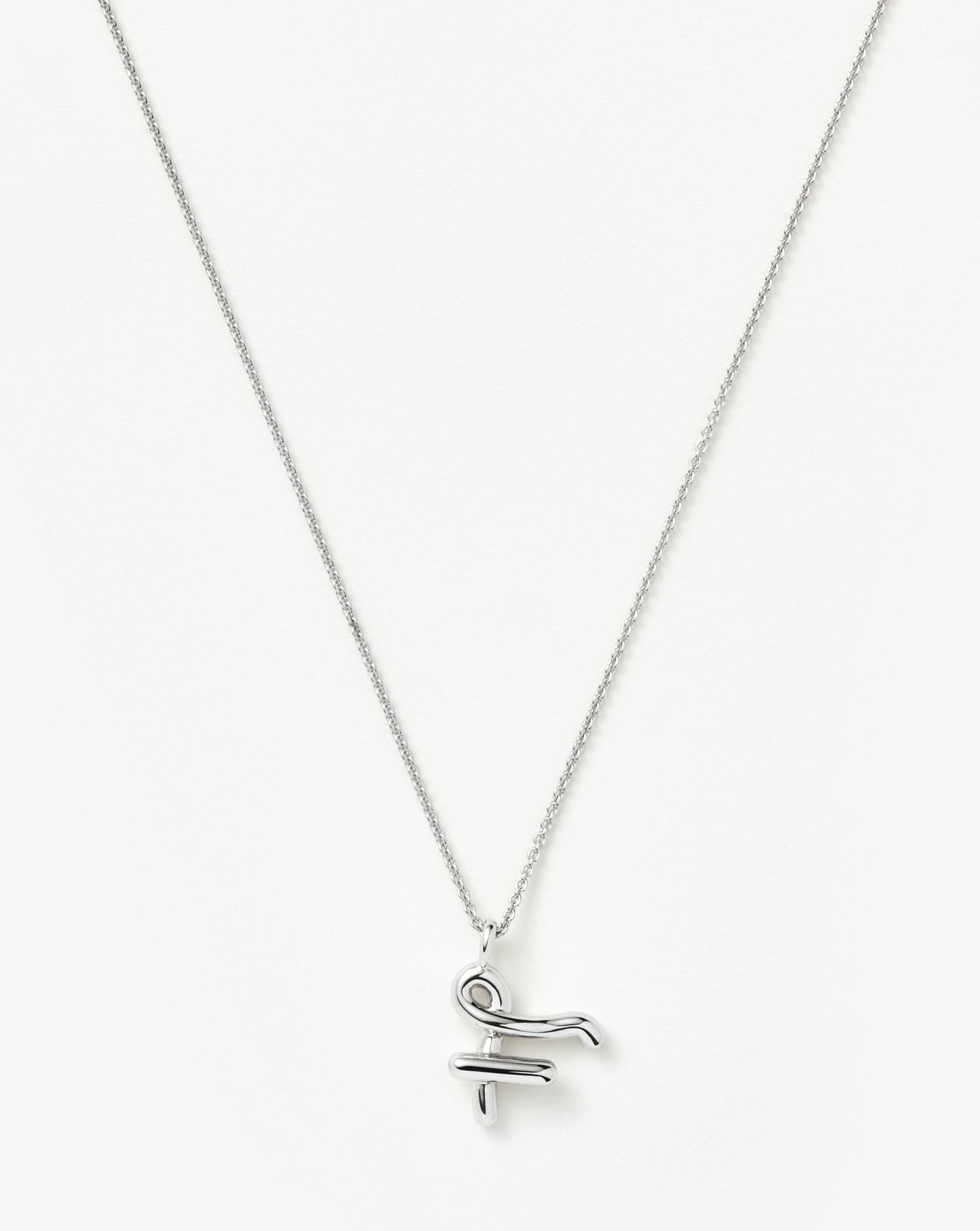 Sterling Silver Curly Initial Pendant Necklace 2