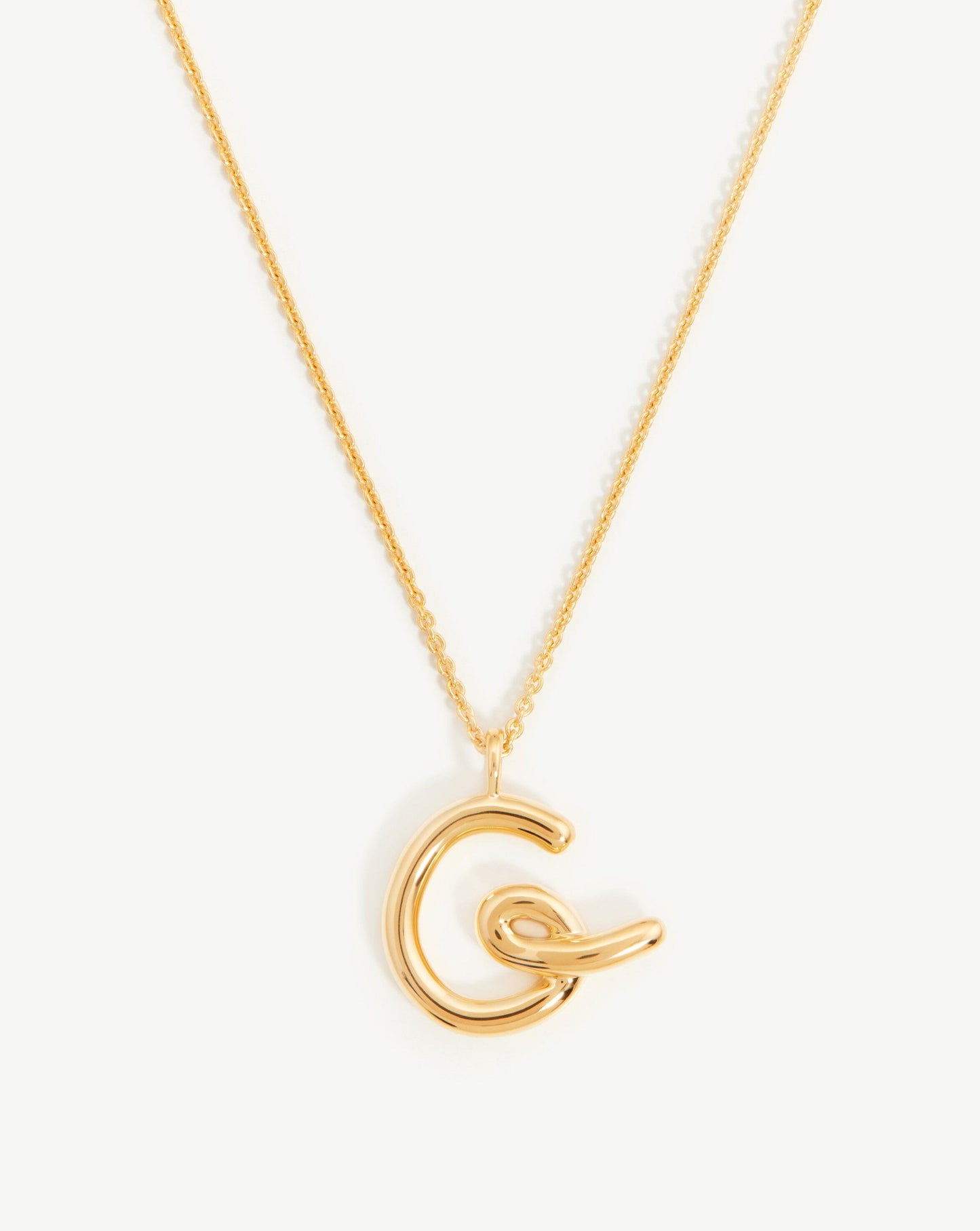 Curly Molten Initial Pendant Necklace in Gold Vermeil 7