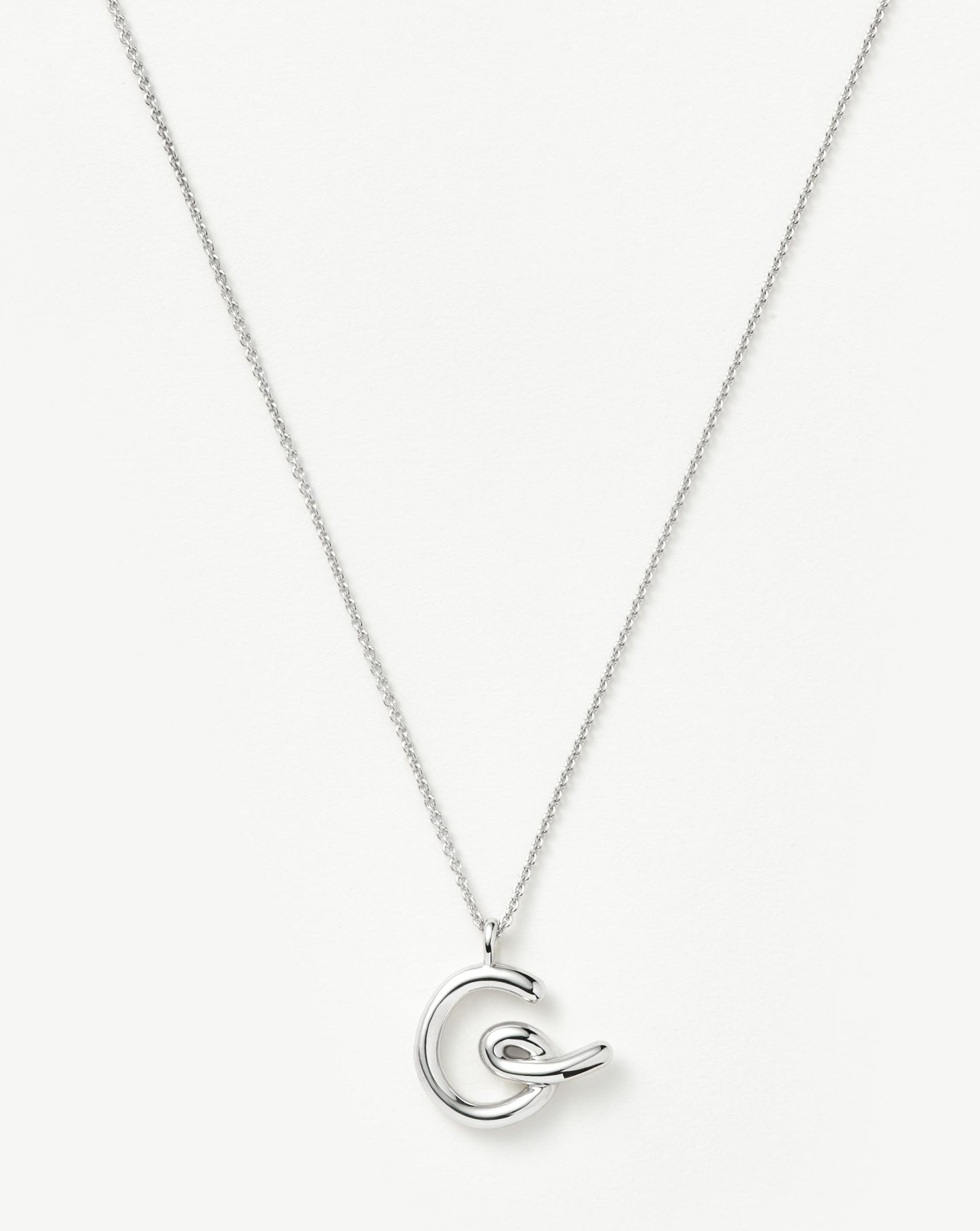 Curly Initial Pendant Necklace in Sterling Silver 2